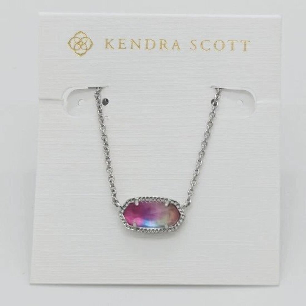 Kendra Scott Elisa Silver Pendant Necklace in Watercolor Illusion
